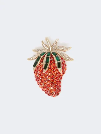 Broche en verre, rouge