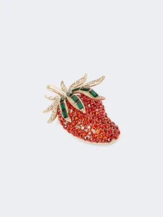 Broche en verre, rouge