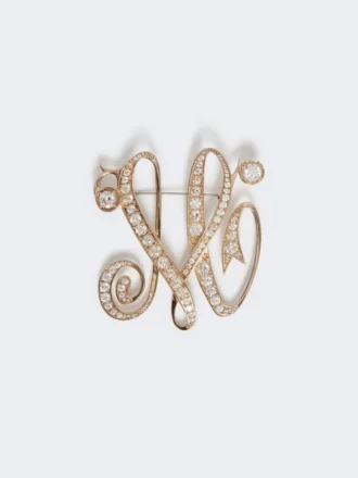 Broche monogramme avec strass, ivoire