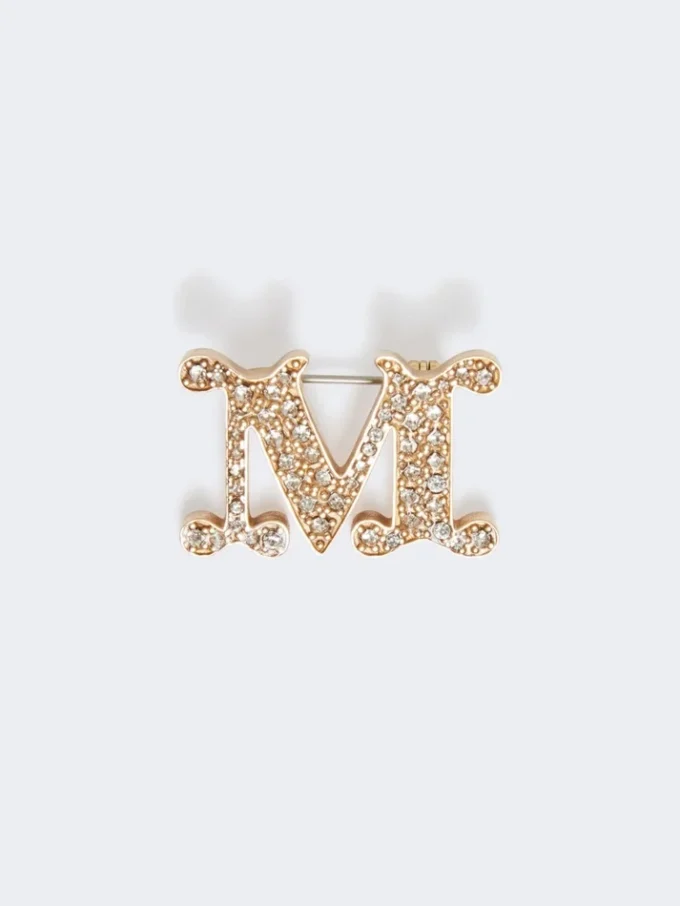 Broche monogramme ornée de cristaux, blanc optique Broche monogramme ornée de cristaux, blanc optique