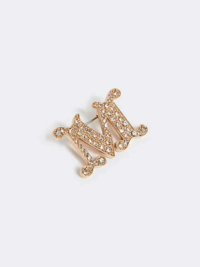 Broche monogramme ornée de cristaux, blanc optique Broche monogramme ornée de cristaux, blanc optique