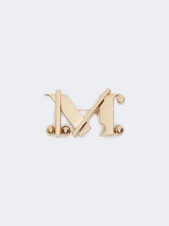 Broche métallique monogramme, dorée