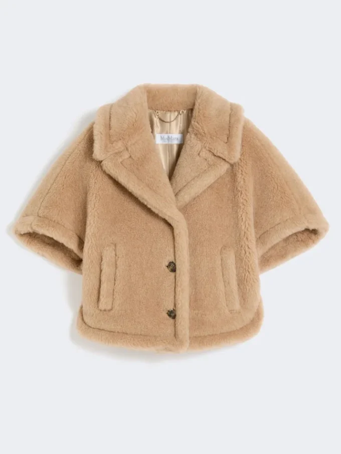 Cape ample en tissu teddy d’alpaga et de cachemire, beige Cape ample en tissu teddy d’alpaga et de cachemire, beige