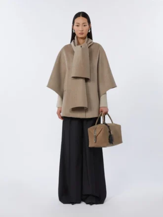 Cape en cachemire avec détail écharpe, brun bronze fauve