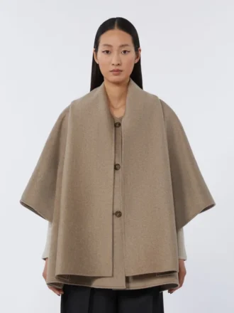 Cape en cachemire avec détail écharpe, brun bronze fauve
