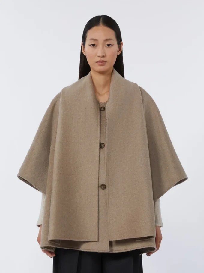 Cape en cachemire avec détail écharpe, brun bronze fauve Cape en cachemire avec détail écharpe, brun bronze fauve