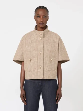 Cape en coton à motifs, couleur tabac