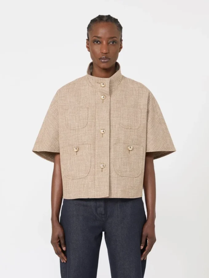 Cape en coton à motifs, couleur tabac Cape en coton à motifs, couleur tabac