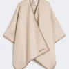 Cape en laine et cachemire avec ceinture, couleur sable