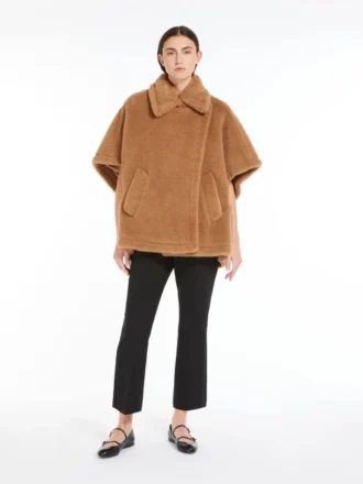 Cape en tissu Teddy, couleur camel