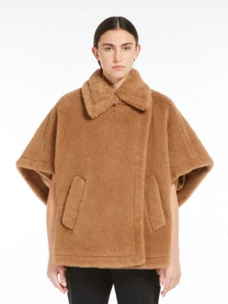 Cape en tissu Teddy, couleur camel