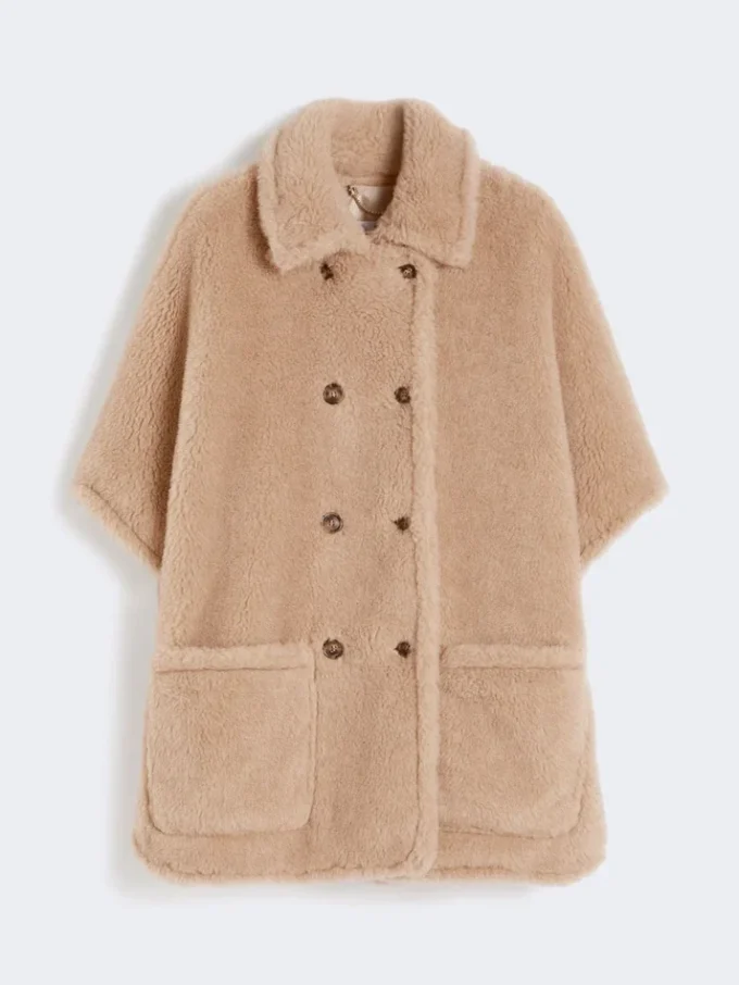 Cape en tissu teddy d’alpaga et de cachemire, beige Cape en tissu teddy d’alpaga et de cachemire, beige