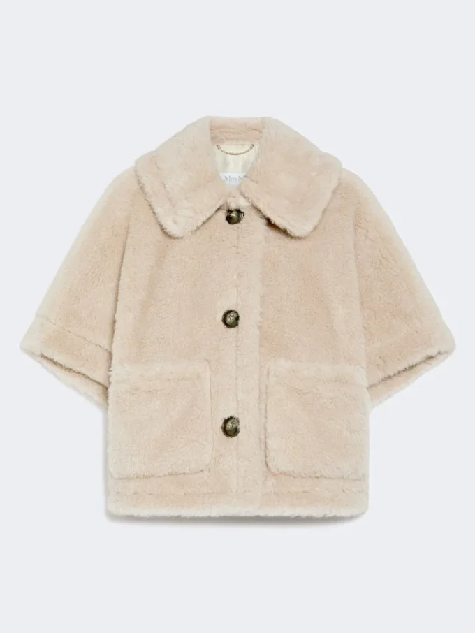 Cape en tissu teddy d’alpaga et de laine, beige Cape en tissu teddy d’alpaga et de laine, beige