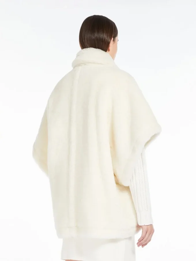 Cape en tissu teddy d’alpaga et de laine, blanc optique Cape en tissu teddy d’alpaga et de laine, blanc optique