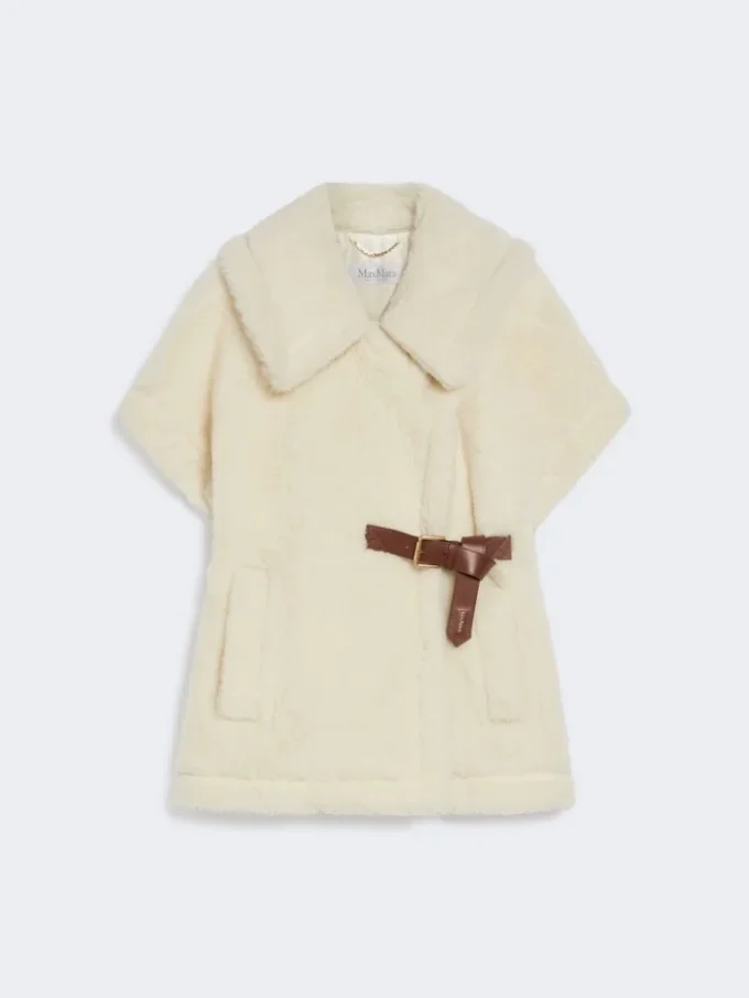 Cape en tissu teddy d’alpaga et de laine, blanc optique Cape en tissu teddy d’alpaga et de laine, blanc optique