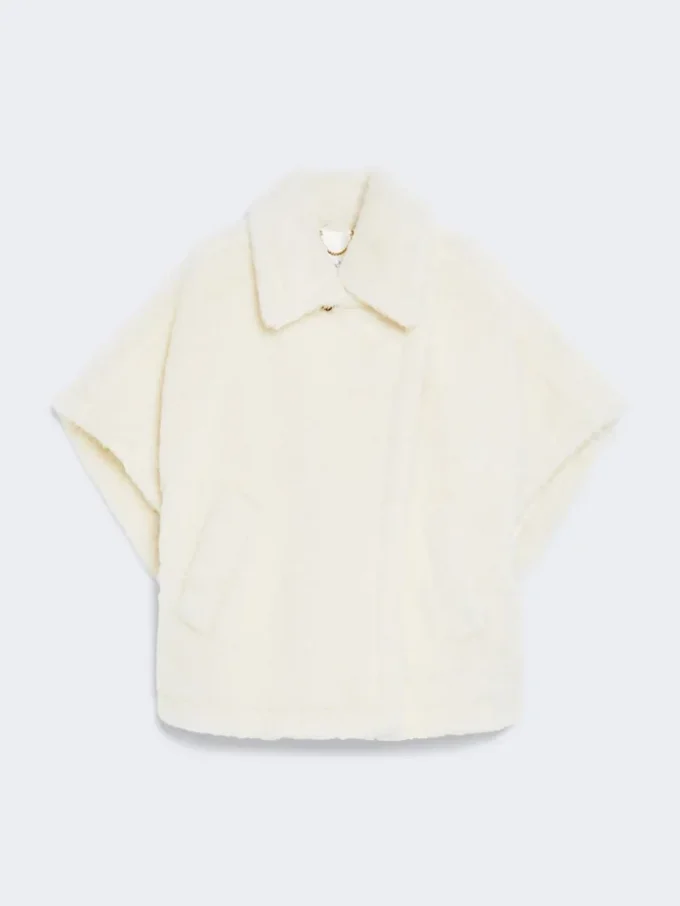 Cape en tissu teddy d’alpaga et de laine, blanc optique Cape en tissu teddy d’alpaga et de laine, blanc optique