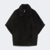 Cape en tissu teddy d’alpaga et de laine, noir Cape en tissu teddy d’alpaga et de laine, noir