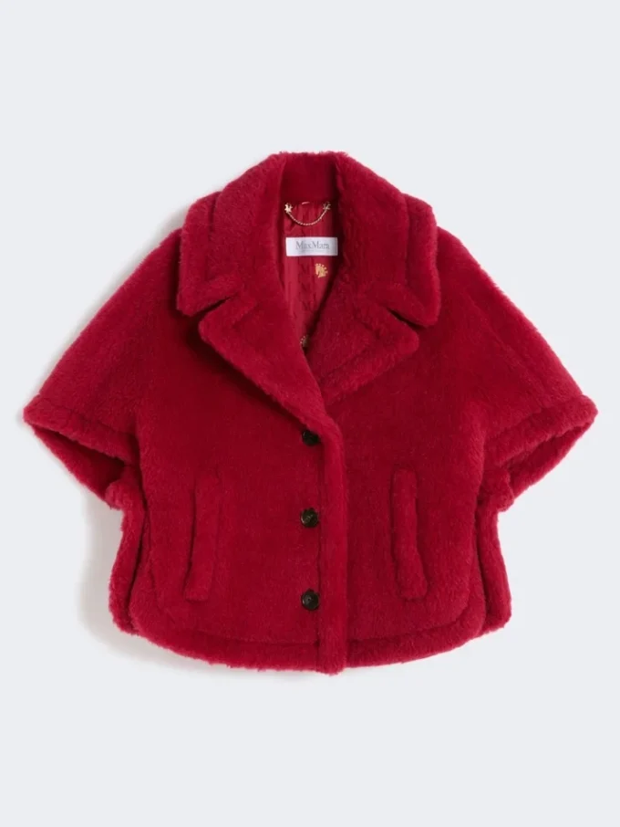 Cape en tissu teddy d’alpaga et de laine, rouge Cape en tissu teddy d’alpaga et de laine, rouge