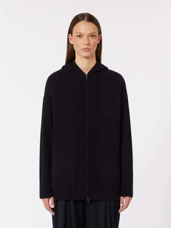 Cardigan à capuche en cachemire, bleu outremer
