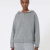 Cardigan à capuche en laine et cachemire, gris moyen Cardigan à capuche en laine et cachemire, gris moyen
