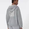Cardigan à capuche en laine et cachemire, gris moyen Cardigan à capuche en laine et cachemire, gris moyen