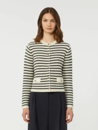 Cardigan court en coton, bleu marine