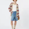 Cardigan en fil de lin avec ceinture, couleur cerise Cardigan en fil de lin avec ceinture, couleur cerise