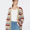 Cardigan en fil de lin avec ceinture, couleur cerise Cardigan en fil de lin avec ceinture, couleur cerise