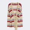 Cardigan en fil de lin avec ceinture, couleur cerise Cardigan en fil de lin avec ceinture, couleur cerise