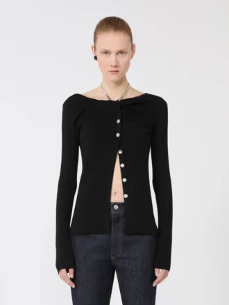 Cardigan en laine avec chaîne, noir