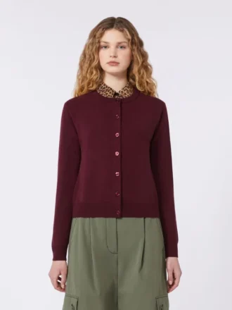 Cardigan en laine et cachemire, bordeaux