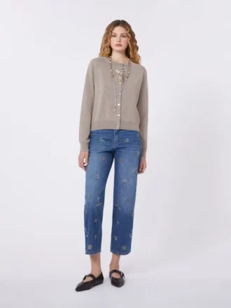 Cardigan en laine et cachemire, couleur tourterelle
