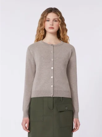 Cardigan en laine et cachemire, couleur tourterelle