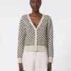 Cardigan en laine et cachemire à motifs, beige Cardigan en laine et cachemire à motifs, beige