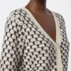 Cardigan en laine et cachemire à motifs, beige Cardigan en laine et cachemire à motifs, beige