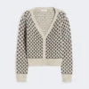 Cardigan en laine et cachemire à motifs, beige Cardigan en laine et cachemire à motifs, beige