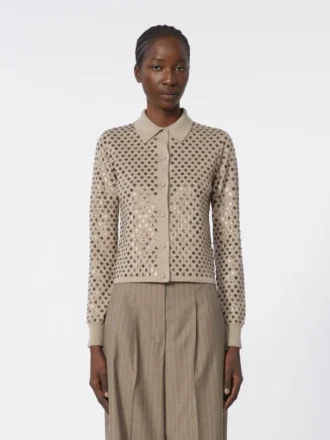 Cardigan en laine à paillettes, marron