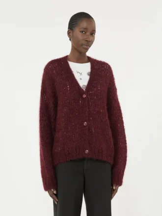 Cardigan en mohair, bordeaux