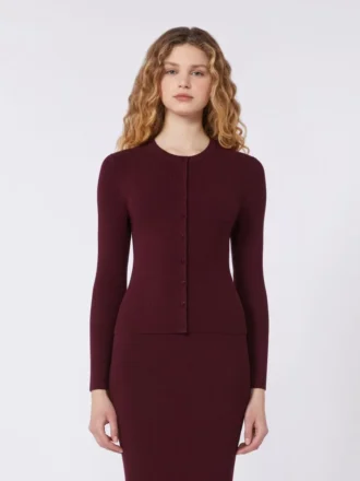 Cardigan en viscose à côtes, bordeaux