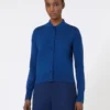 Cardigan féminin en laine, bleu de Chine Cardigan féminin en laine, bleu de Chine