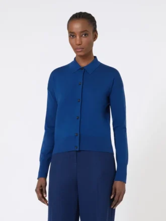 Cardigan féminin en laine, bleu de Chine