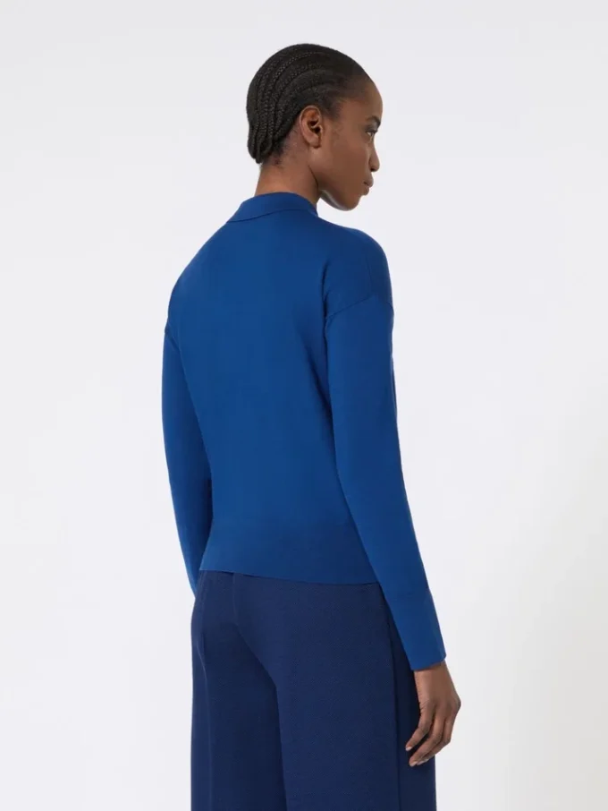 Cardigan féminin en laine, bleu de Chine Cardigan féminin en laine, bleu de Chine