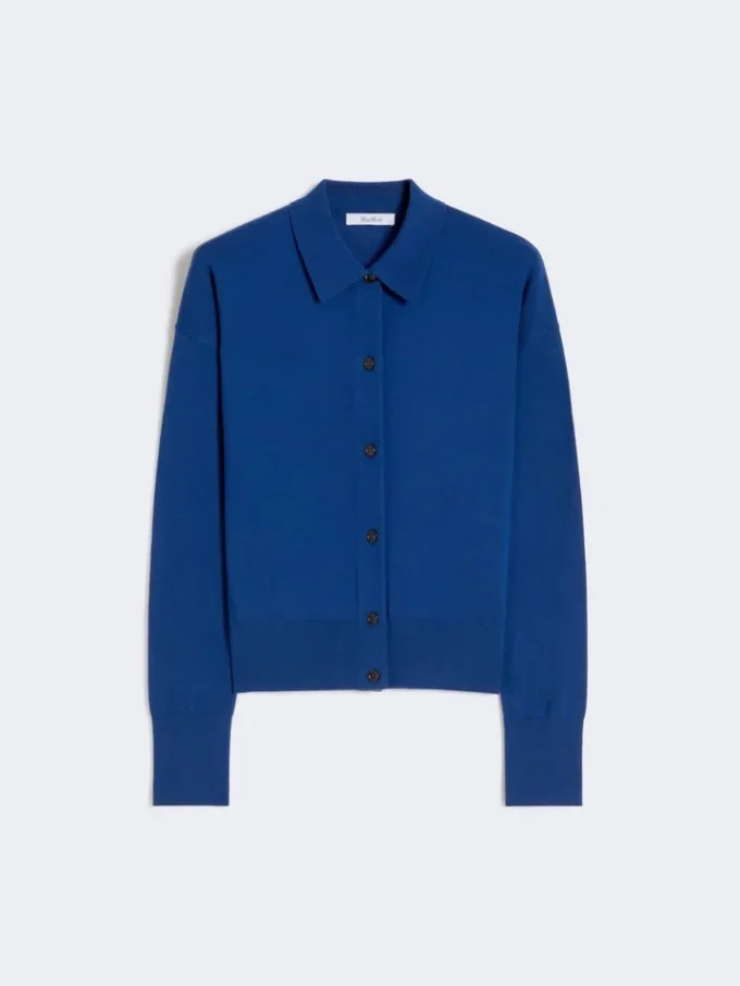 Cardigan féminin en laine, bleu de Chine Cardigan féminin en laine, bleu de Chine