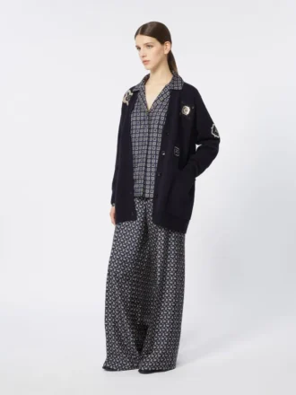 Cardigan long en laine et cachemire, bleu outremer