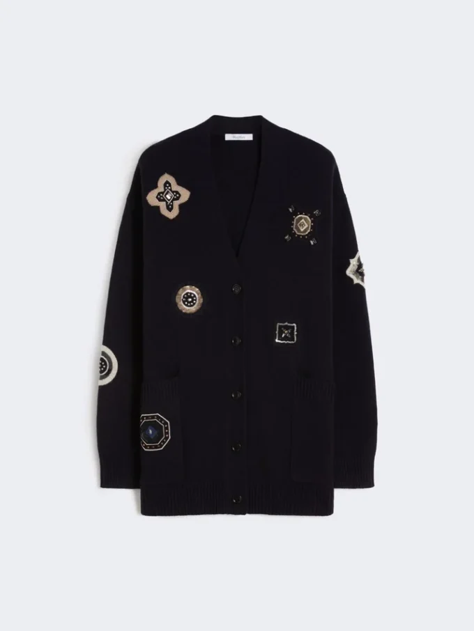 Cardigan long en laine et cachemire, bleu outremer Cardigan long en laine et cachemire, bleu outremer