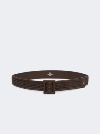 Ceinture effet raphia, marron foncé