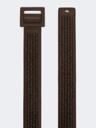 Ceinture effet raphia, marron foncé