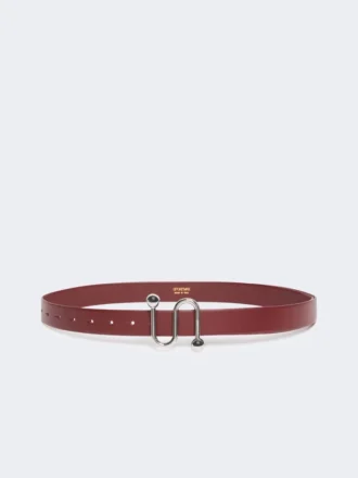 Ceinture en cuir avec boucle en S, bordeaux
