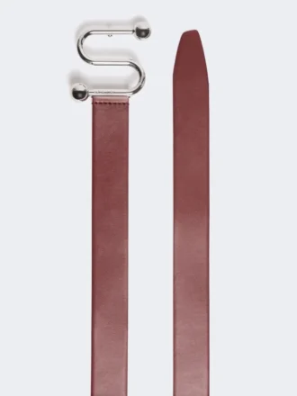 Ceinture en cuir avec boucle en S, bordeaux