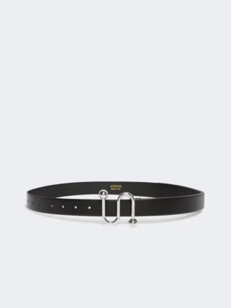 Ceinture en cuir avec boucle en S, noire
